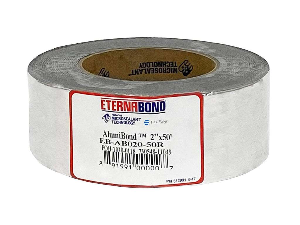 EternaBond AlumiBond 2" x50' MicroSealant Tape with 4mil Aluminum Backer | 21 mil Total Thickness | EB-AB020-50R - One-Step Durable, Waterproof and Airtight Repair