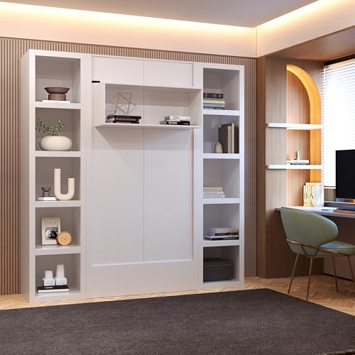 Queen Murphy Wall Bed with Two Bookshelves Y365306