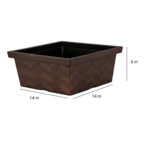 14 Inch Square Planter Box - Lightweight Outdoor Plastic Plant Pot for Vegetables, Herbs, Flowers R158