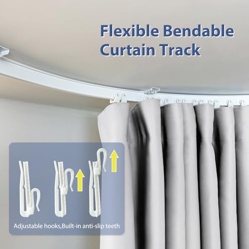 Ceiling Mounted Room Divider Curtain Track Set, Blackout Panel, White Rail, 8.3 x 7 ft K66131