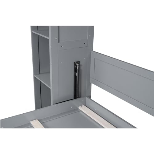 Queen Size Murphy Bed with Cabinet and LED Lights P178570