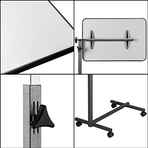 Tilting Overbed Table with Wheels and Brake, Adjustable Bedside Table for Hospital and Home Use T839