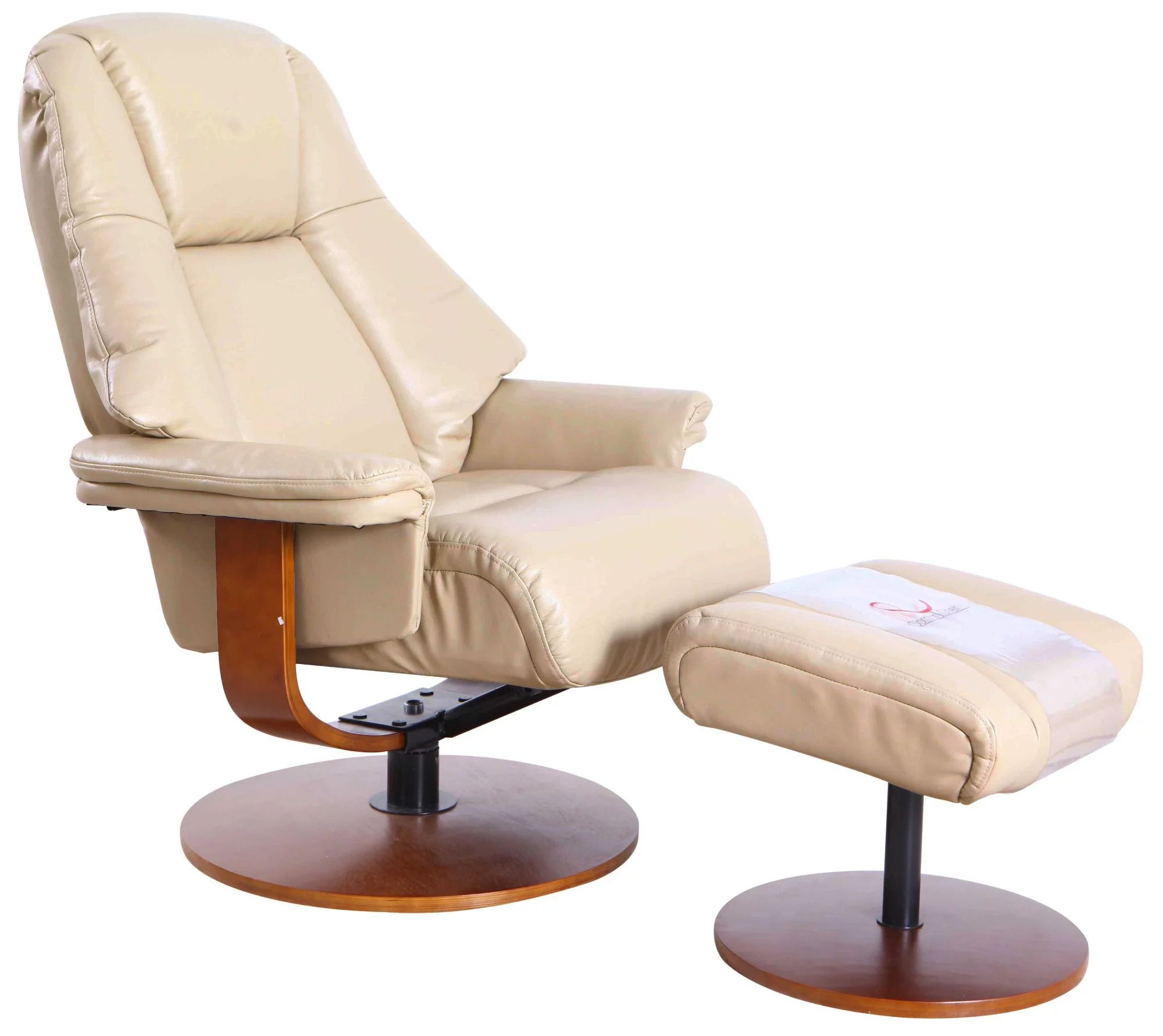 Contemporary Home Living 44" Beige and Brown Lindley Recliner Chair with Ottoman