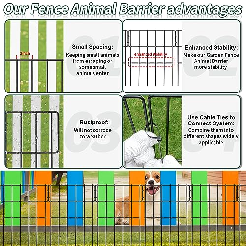 Animal Barrier Fence, No Dig Garden Decorative Fence, Rustproof Metal, 27ft x 17in O580793