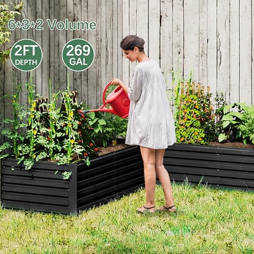 Galvanized Raised Garden Bed 8x4x2ft, Large Metal Planter Box for Vegetables, Flowers, Herbs J9369