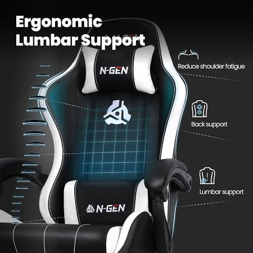Gaming Chair with Footrest Lumbar Support High Back Recliner Ergonomic Leather Q8605