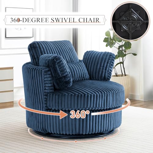 Swivel Barrel Chair with Ottoman for Living Room Bedroom, White W553228