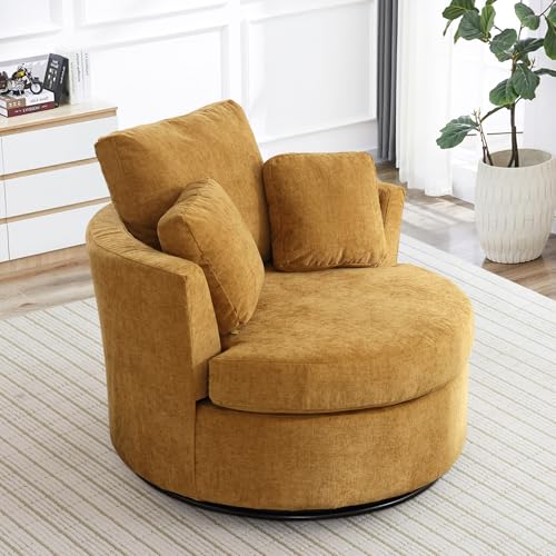 Swivel Barrel Chair with Ottoman for Living Room Bedroom, White W553228