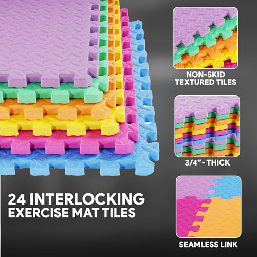 Puzzle Exercise Mat with EVA Foam Interlocking Tiles for MMA, Gymnastics and Home Gym N211438