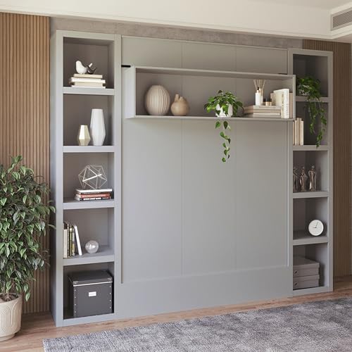 Queen Murphy Wall Bed with Two Bookshelves Y365306