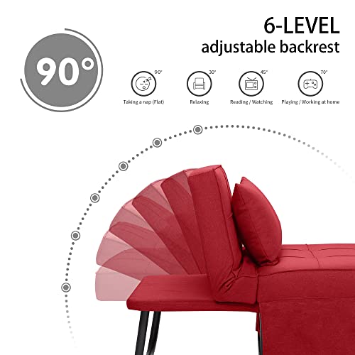 Sofa Bed Folding Ottoman Couch with Adjustable Backrest, Dark Grey C9023