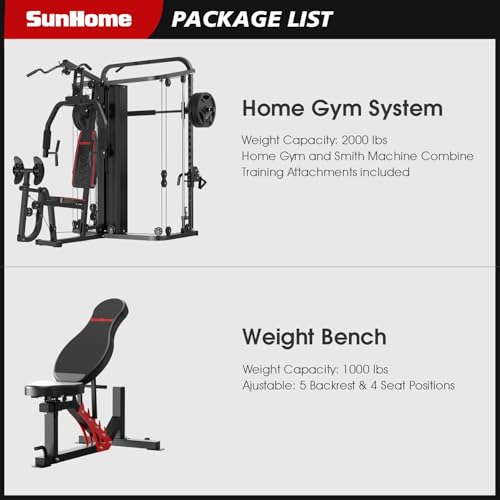 Multifunction Home Gym System with 138LB Weight Stack Y562012