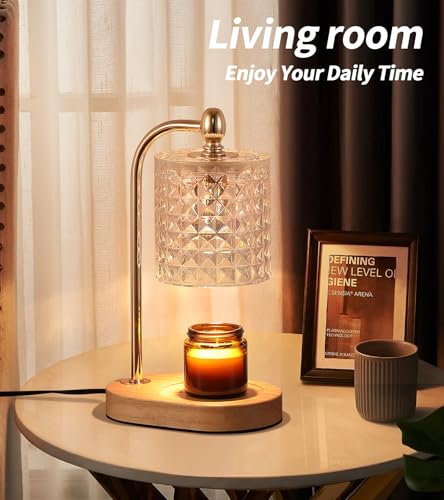 Candle Warmer Lamp with Timer and Dimmer, Electric Gold Wax Warmer with 2 Bulbs X508415