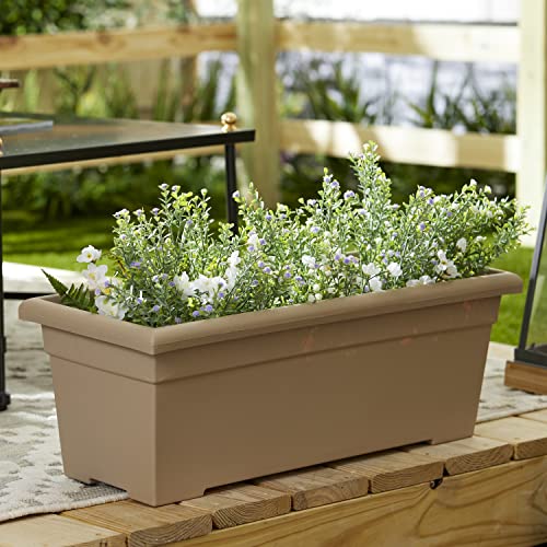 28 Inch Rectangular Planter Box - Lightweight Plastic Outdoor Plant Pot with Drainage I2282