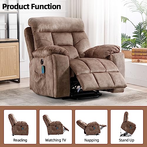 Large Power Lift Recliner Chair with Massage and Heat for Elderly, Wide Recliners with Cup Holders and USB Port A688