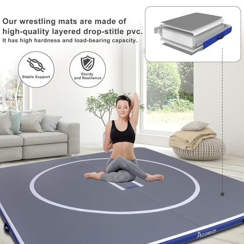Inflatable Wrestling Mat 10FT/5FT, Portable Jiu Jitsu Mats for Home Training T136369