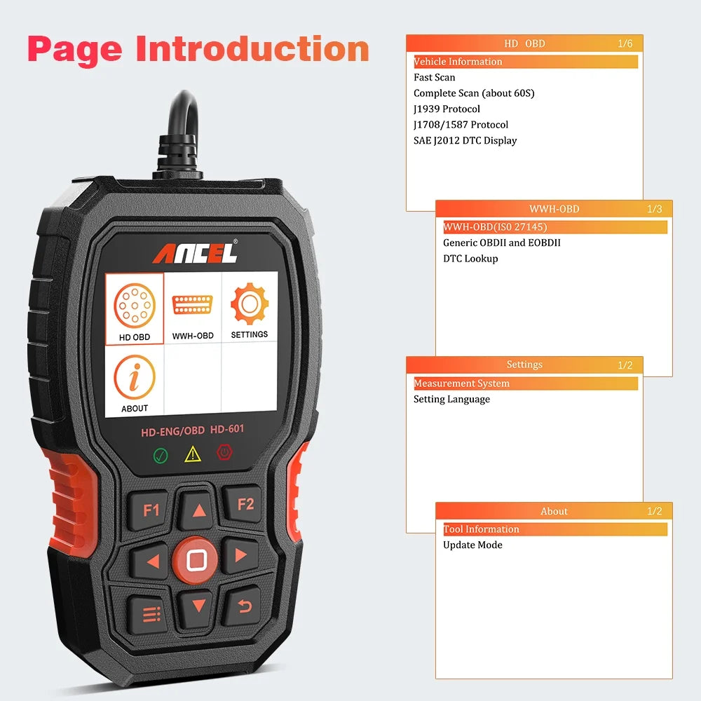 Heavy Truck Diagnostic Scan Tool OBD2 Code Reader for Diesel Trucks & Cars M899033