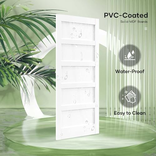 White Barn Door with Sliding Hardware Kit, 7FT, 5-Panel K864232