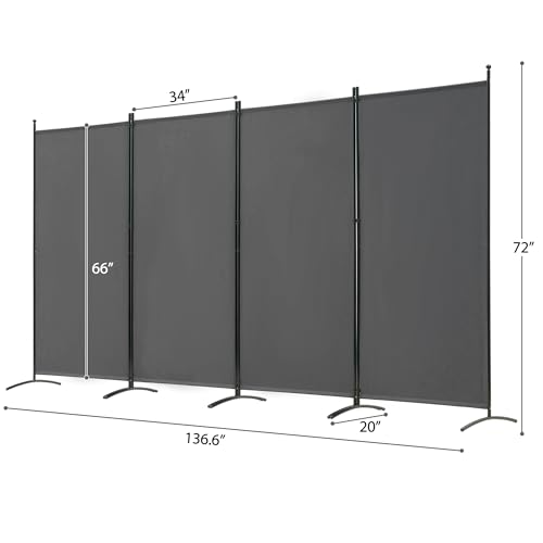 3 Panel Room Divider Folding Partition Privacy Screen, Freestanding Fabric Panel, 102" W x 71" H, Black V153