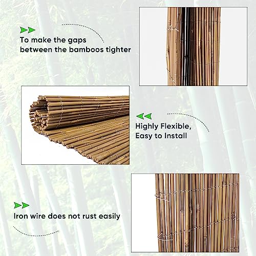 Natural Bamboo Fence Roll 6ft x 8ft Privacy Screen for Garden H625124