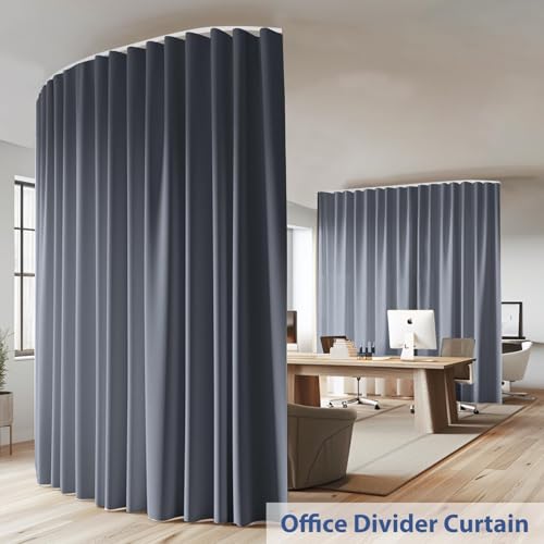 Ceiling Mounted Room Divider Curtain Track Set, Blackout Panel, White Rail, 8.3 x 7 ft K66131
