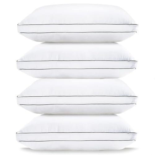 Bed Pillows King Size Set of 2 - Soft Gusseted Pillow for Sleepers - Down Alternative - White N2389