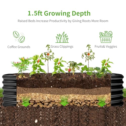 Galvanized Raised Garden Bed Kit, Oval Metal Planter Box for Vegetables E707229