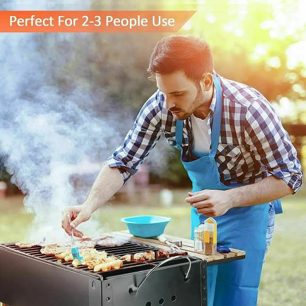 Charcoal Grill, 14" Portable BBQ Smoker with Wheels K672