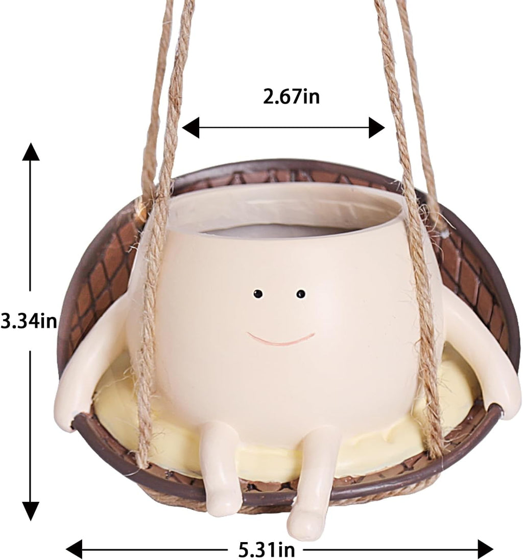 Smile Face Hanging Planter Pot for Indoor Outdoor Plants H86138
