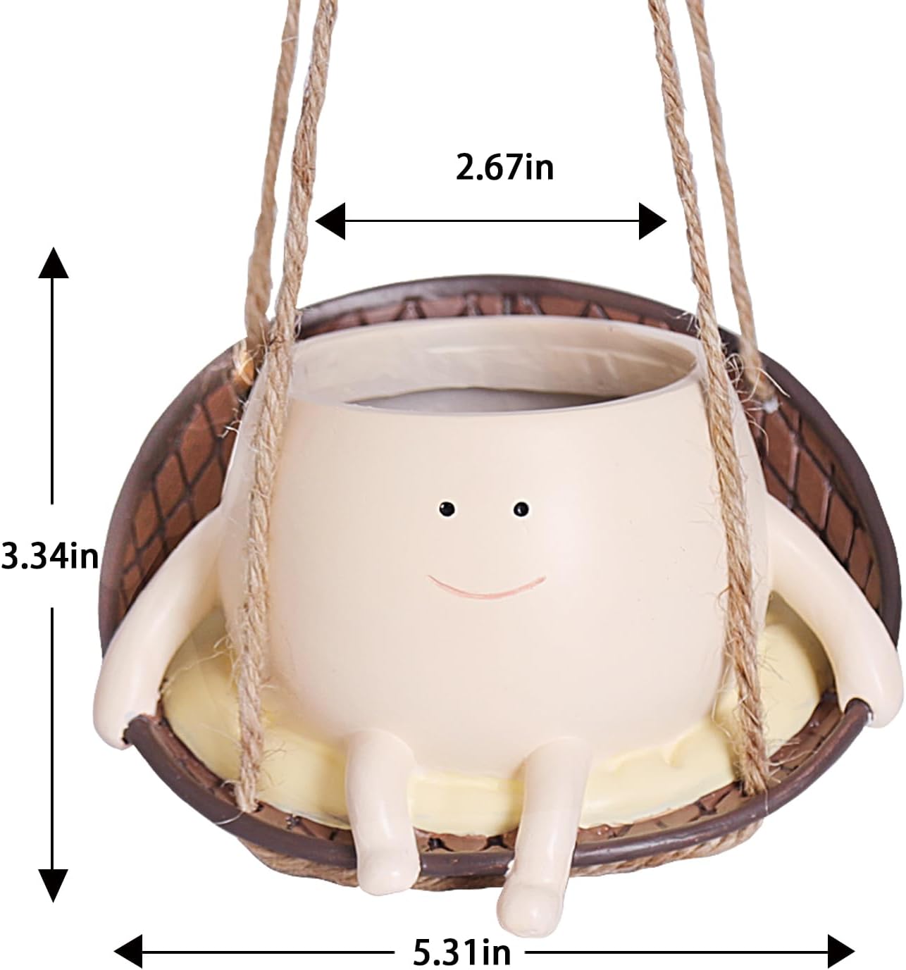 Smile Face Hanging Planter Pot for Indoor Outdoor Plants H86138