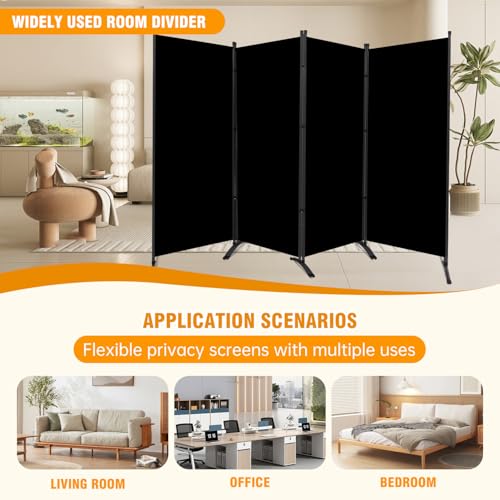 Room Divider Screen 3 Panel Folding Partition with Metal Frame, Grey M4968