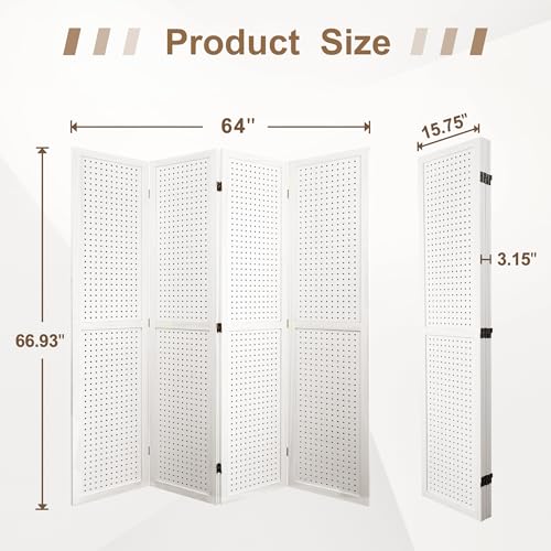 6 Panel Wooden Room Divider with Shelves B102027