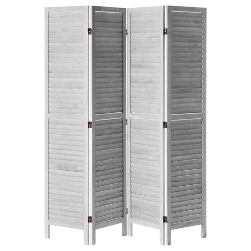 Wood Room Divider, 4 Panel Folding Privacy Screen, 66.9 Inches Tall, Indoor Wooden Partition A907