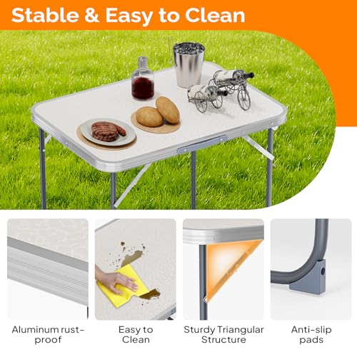 3ft Aluminum Folding Camping Table with Carrying Handle L179408