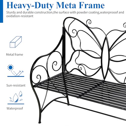 Outdoor Garden Bench Cast Iron with Armrests W9104