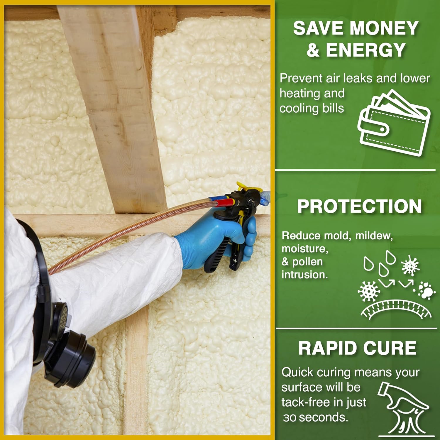 Spray Foam Sealant Kit, 9ft Hose, Seals Gaps Up to 4" Wide H5326