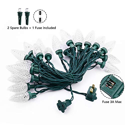 C9 Christmas Lights Cool White 16FT 25 LED Outdoor Connectable F4510