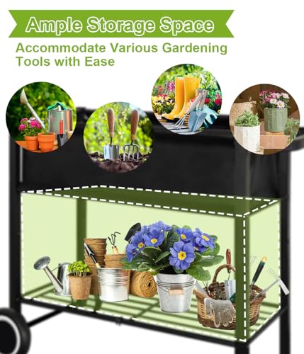 Raised Garden Bed with Legs on Wheels for Outdoor Plants J582036