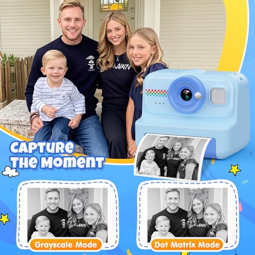 Kids Instant Print Camera 1080P HD with 3 Rolls Paper & 32GB Card V473