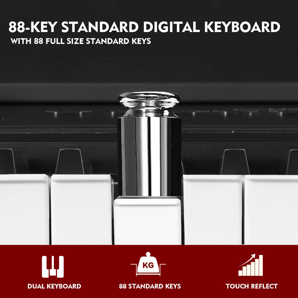 88-Key Digital Piano Weighted Keyboard with Stand, Bluetooth, Pedal, Bag C124