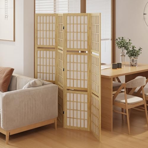 Japanese Shoji Folding Room Divider, 4 Panels, Black T762554
