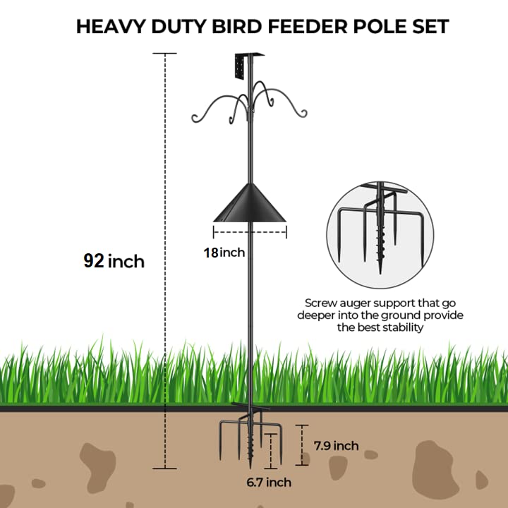 Bird Feeder Pole 92 Inch with 5-Prong Anchor Stand M135461
