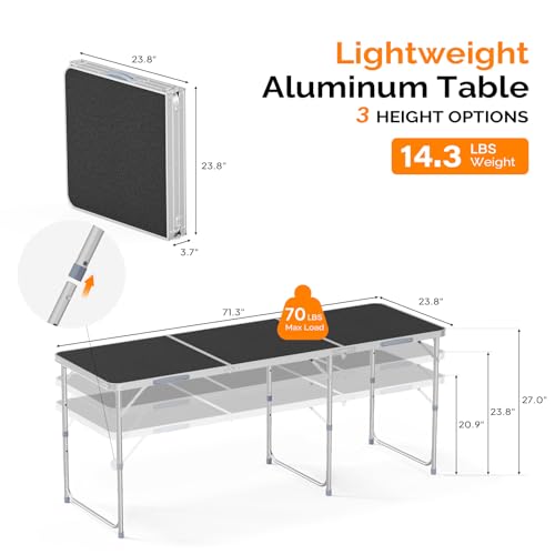 3ft Aluminum Folding Camping Table with Carrying Handle L179408