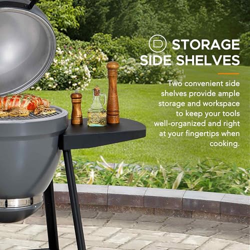 Charcoal Kamado Grill with Pizza Stone and Wheels Q84418