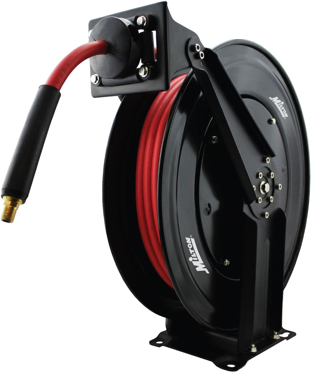 Steel Dual Arm Auto-Retractable Air Hose Reel with 3 ft. Rubber Hose O92444