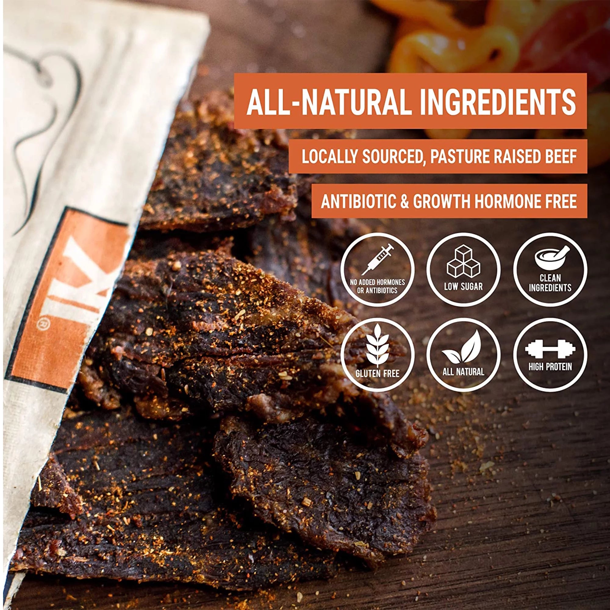 Beef Jerky and Meat Sticks Variety Pack Low Calorie Gluten-Free Snacks Bundle Spicy 6 Pack E8881