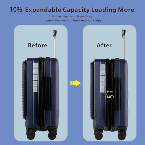Expandable Carry-On Luggage, Hardside, Spinner Wheels, TSA Lock, 20-Inch U64815