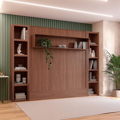 Queen Murphy Wall Bed with Two Bookshelves Y365306