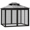 10x10 ft Gazebo Replacement Mosquito Netting with Zippers, 4-Panel Sidewall Y911936