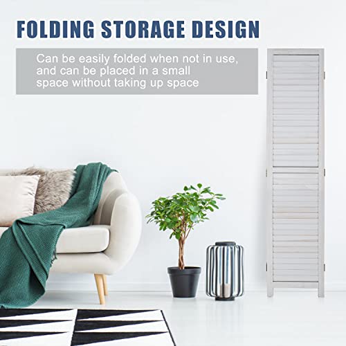 6 Panel Wood Room Divider Freestanding White 5.57 FT S6393